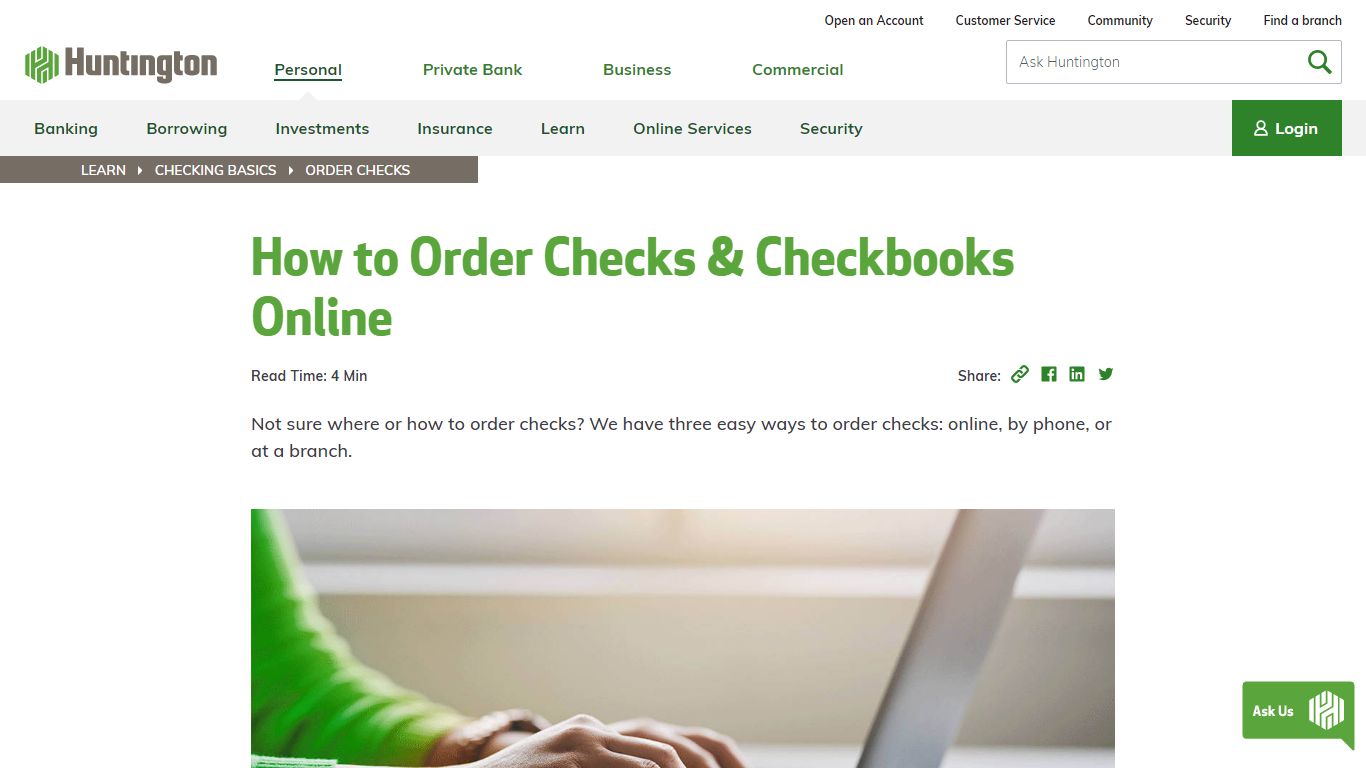 How to Order Checks & Checkbooks Online | Huntington Bank